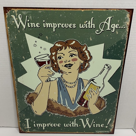 Schonberg Sign Art | Retro Heavy Tin Sign | Wine | Drinking Lady | Kitchen Bar - Picture 4 of 5